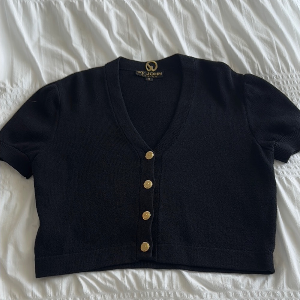 St. John vintage Black Blouse with Gold Buttons